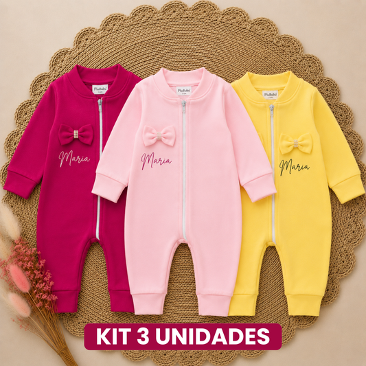 Macacão Encanto do Nome Personalizado com Nome do Bebê - 3 Unidades